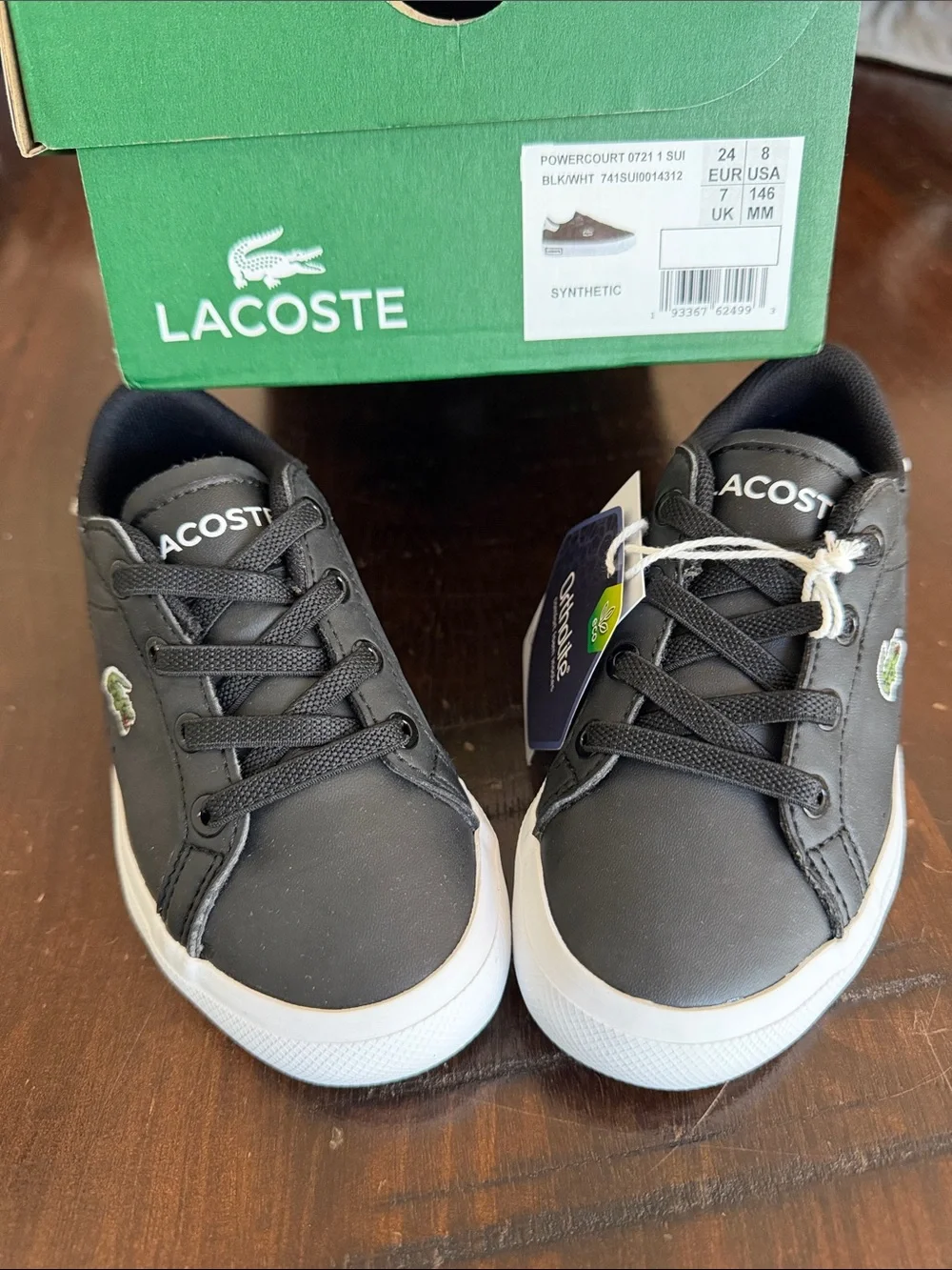 Lacoste Kids Black and White Low-Top Sneakers